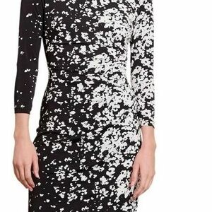 Ralph Lauren Black and White Asymmetrical Long Sleeve Bodycon Dress
